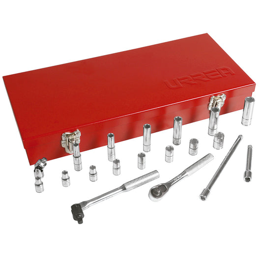 DADOS Y ACCESORIOS (JUEGO 20PZ) 1/4" URREA 4700CA