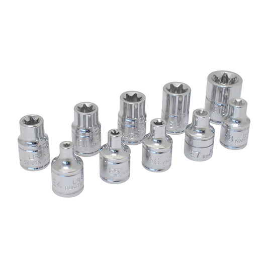 DADOS TORX HEMBRA 3/8" (JUEGO 10PZ) E4 - E18 URREA 5200TX