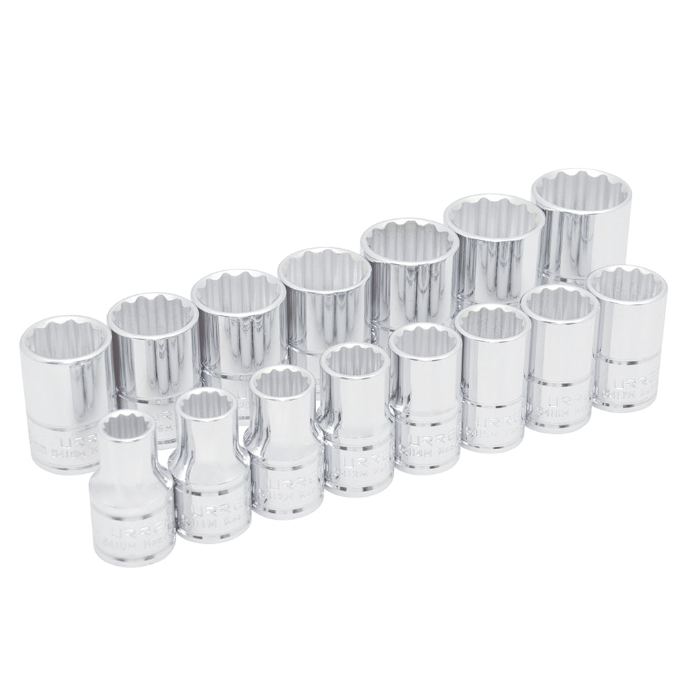 DADOS 1/2" (JUEGO 15PZ)12PTS METRICO URREA 54206