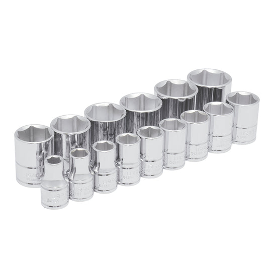 DADOS 1/2" (JUEGO 15PZ) 3/8 - 1-1/4" 6 PUNTAS EN RIEL URREA 54110
