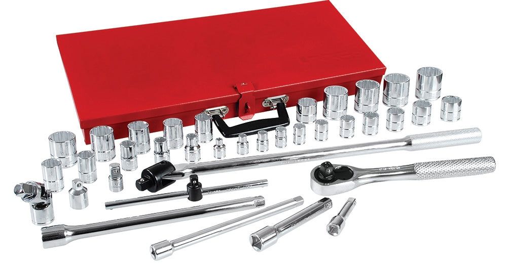 JUEGO DADOS Y ACCESORIOS 3/8” Y 1/2" 12 PUNTAS PULGADAS (37PZAS) URREA 5452