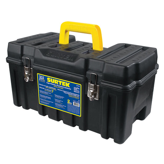 CAJA PORTAHERRAMIENTAS PLASTICA 21" X 12" X 11" USO RUDO NEGRA SURTEK CPS20