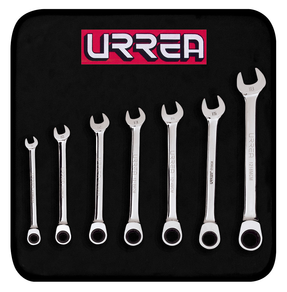 JUEGO 7 LLAVES COMBINADA MATRACA URREA 1200MCM