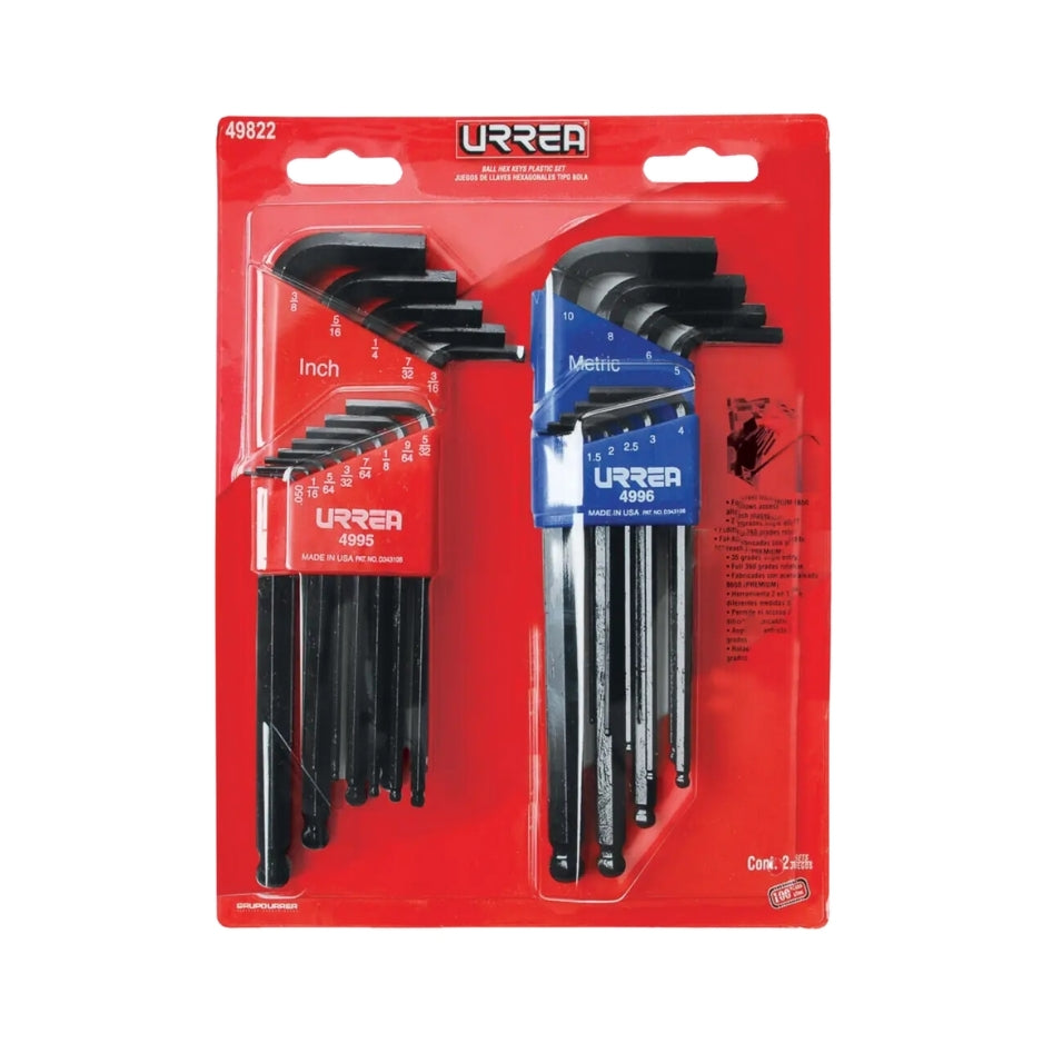 LLAVES ALLEN HEX (JUEGO 22PZ) 2 RACK URREA 49822
