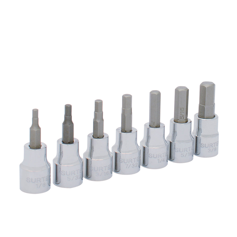 DADOS PUNTA HEXAGONAL 1/4" (JUEGO 7PZ) 1/8-3/8" F51H00