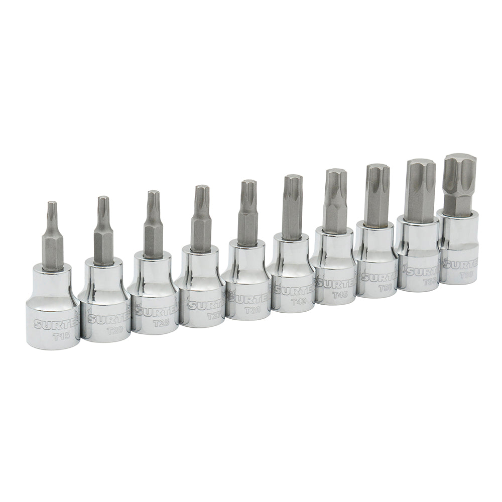 DADOS PUNTA TORX 1/4" (JUEGO 10PZ) T20-T60 F5100T