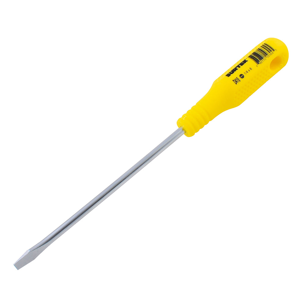 DESTORNILLADOR AMARILLO BARRA REDONDA PUNTA PLANA 1/4 X 6" SURTEK D416