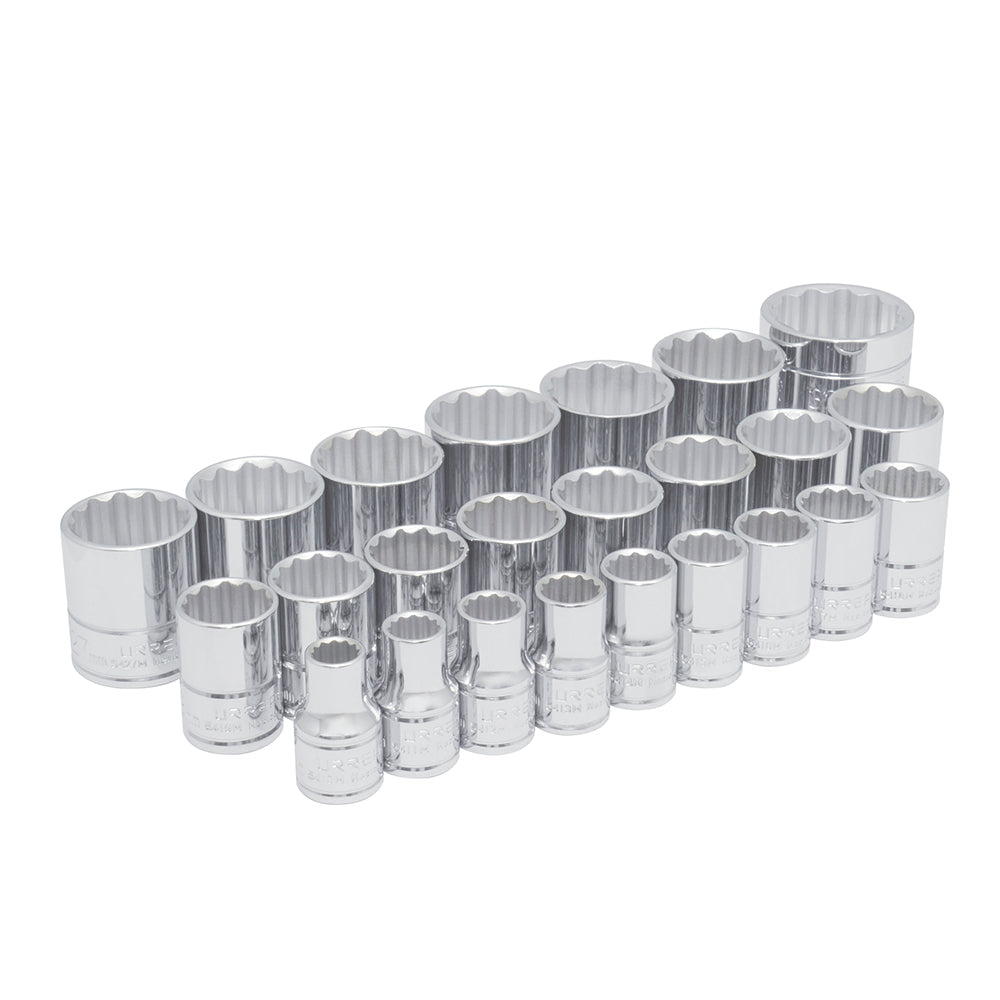 JUEGO DADOS 1/2" HEXAGONAL 12PUNTAS METRICOS (24 PZAS) URREA 54211