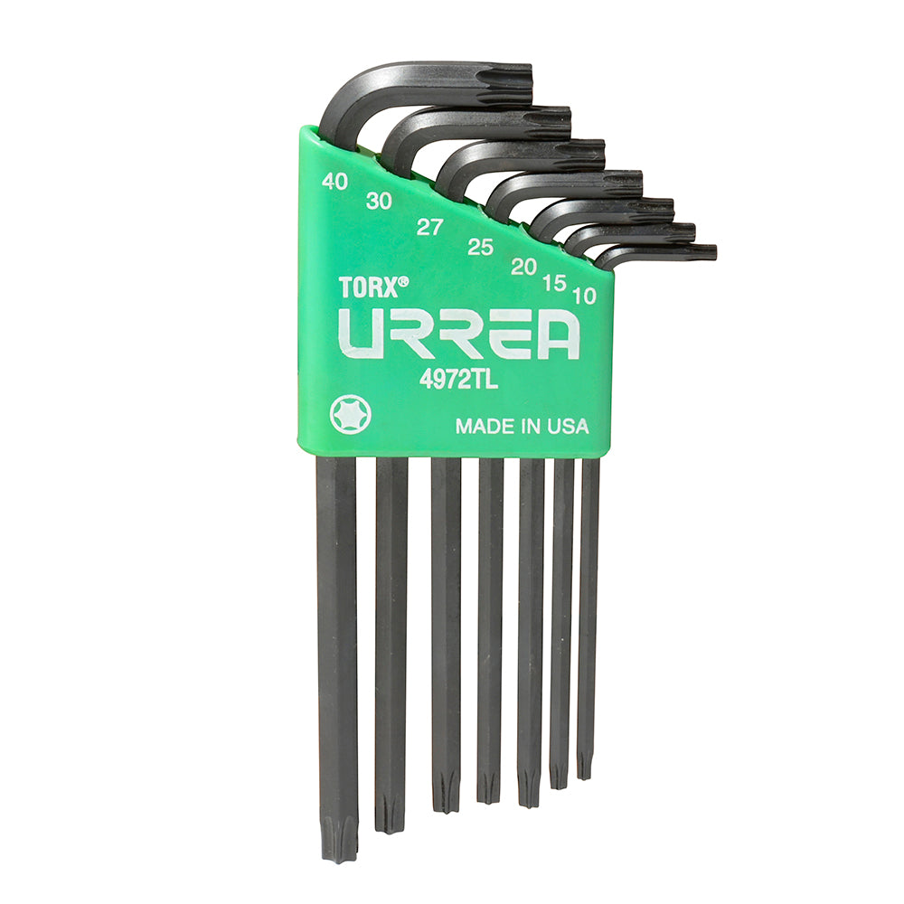 LLAVES TORX "L" LARGAS (JUEGO 7PZ) T10 - T40 URREA 4972TL