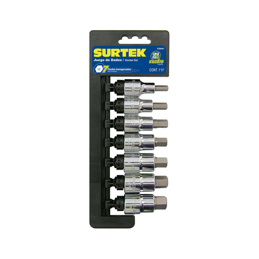 DADOS 1/2" PUNTA HEXAGONAL (JUEGO 7PZ) SURTEK F58H01*
