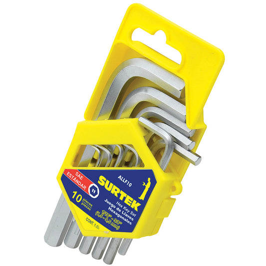 LLAVES ALLEN HEX (JUEGO 10PZ) 1/16 - 3/8" SURTEK ALLF10