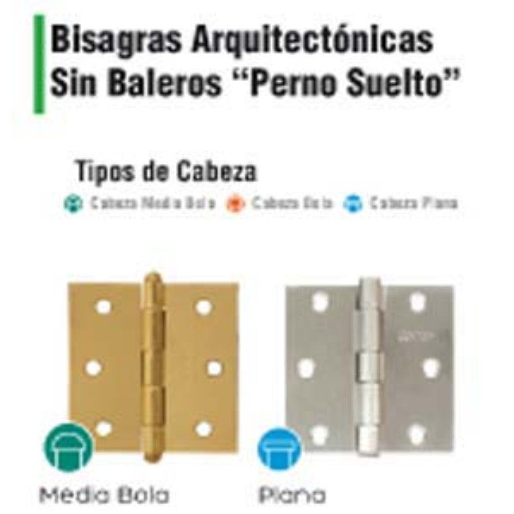 BISAGRA PERNO SUELTO 3" X 3" LATON BRILLANTE DEXTER 7201