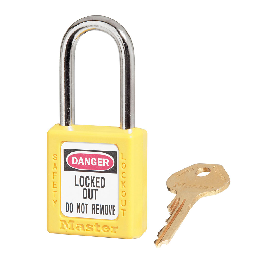 CANDADO BLOQUEO 1-1/2 X 1-3/4 (38mm) GANCHO LARGO 1-1/2 X 1/4 AMARILLO MASTER 410YLW