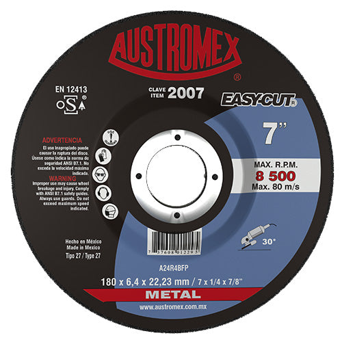 DISCO DESBASTE METAL 7" X 1/4 X 7/8 EASY-CUT AUSTROMEX 2007