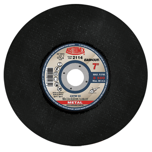 DISCO CORTE METAL 7" X 3/32 X 7/8 EASY-CUT AUSTROMEX 2114