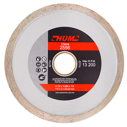 DISCO DIAMANTE RIN CONTINUO 4-1/2 X 7/8 HUM AUSTROMEX 2556