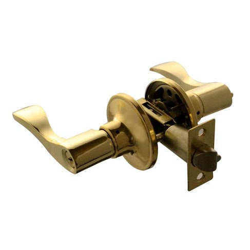 CERRADURA DE MANIJA ROYAL LLAVE-BOTON LATON BRILLANTE (BLISTER) DEXTER 6715