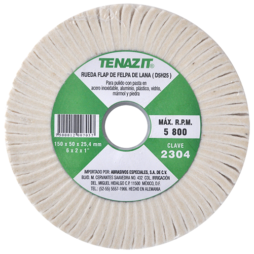 RUEDA FLAP FELPA D/LANA 6'' X 2'' X 1'' AUSTROMEX TENAZIT 2304