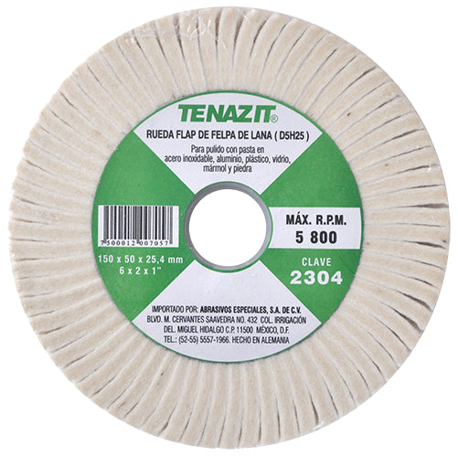 RUEDA FLAP FELPA D/LANA 6'' X 2'' X 1'' AUSTROMEX TENAZIT 2304