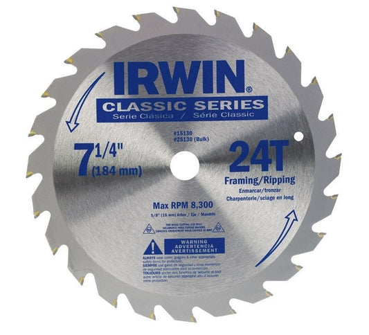 SIERRA CIRCULAR CARBURO TUNGSTENO 7-1/4" X 24D CARB IRWIN 15130