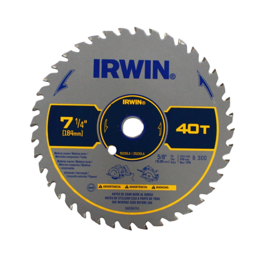 SIERRA CIRCULAR CARBURO TUNGSTENO 7-1/4" X 40D IRWIN 15230