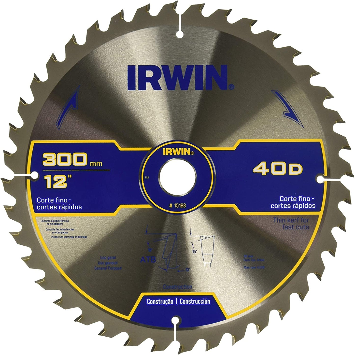 SIERRA CIRCULAR DE CARBURO 12" X 40D IRWIN 15188