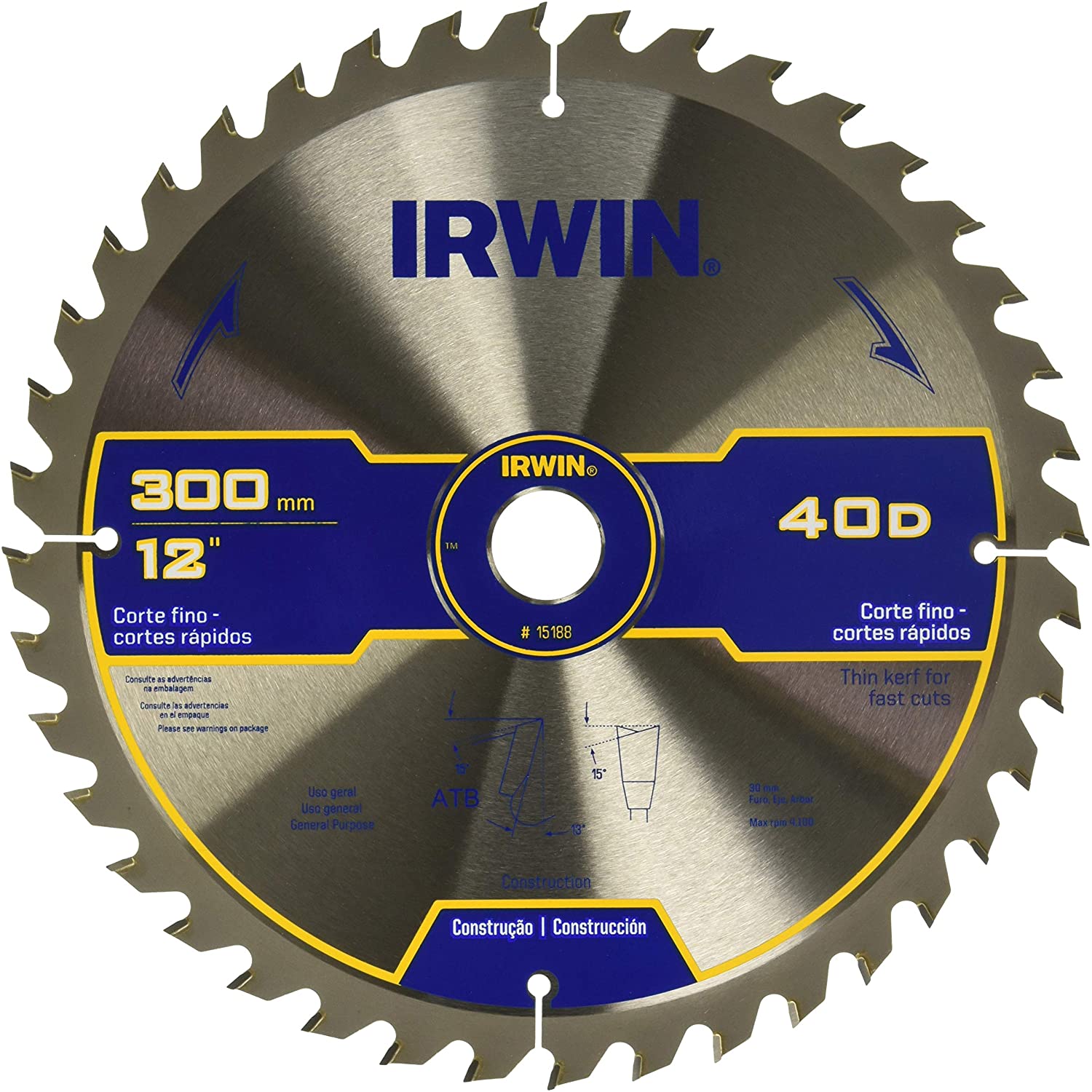 SIERRA CIRCULAR DE CARBURO 12" X 40D IRWIN 15188