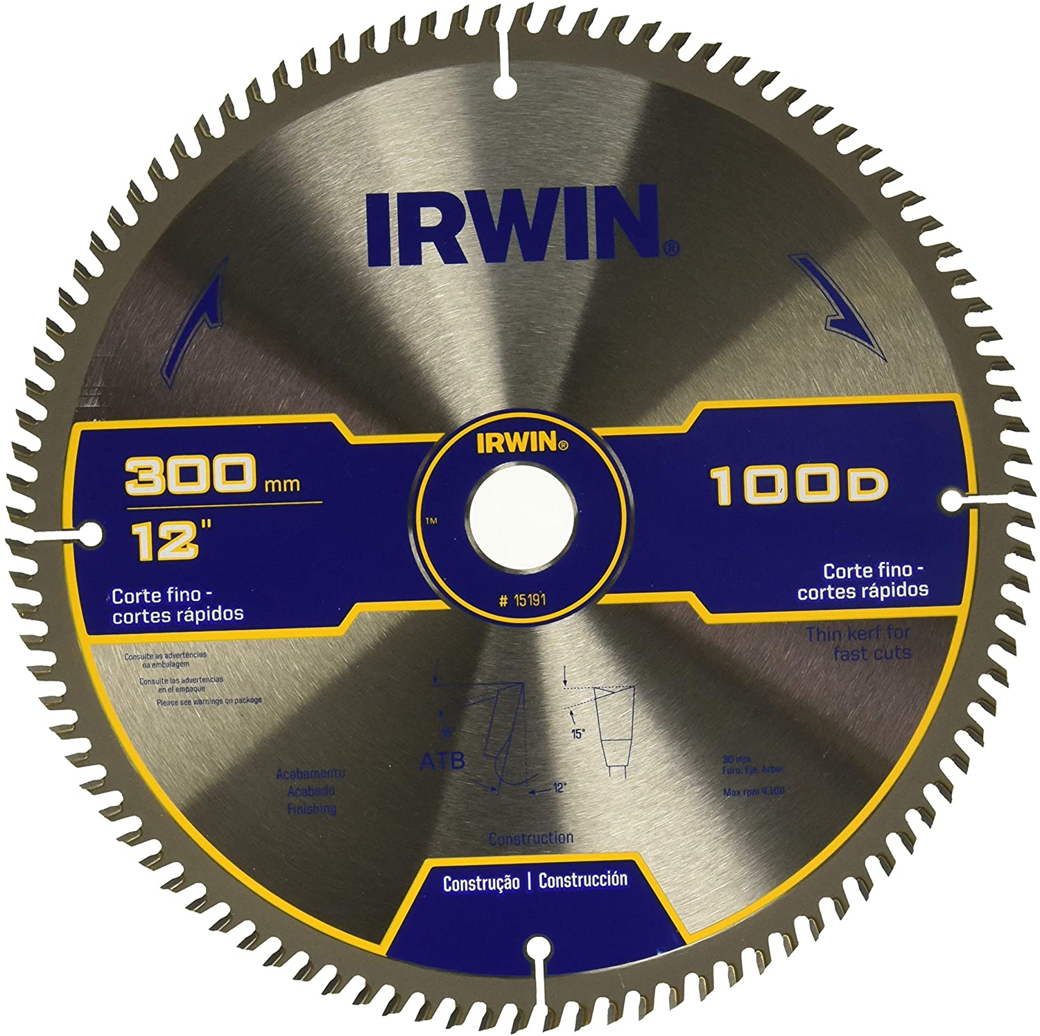 SIERRA CIRCULAR DE CARBURO 12" X 100D IRWIN 15191