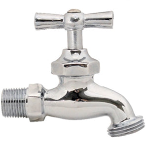 LLAVE JARDIN ROSCA PARA MANGUERA 1/2" GRANDE CROMO RUGO 2-GC