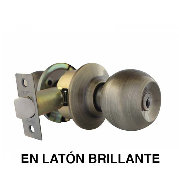 CERRADURA DE PERILLA BARZA LLAVE-BOTON LATON BRILLANTE (RECAMARA)(CAJA) DEXTER 6601