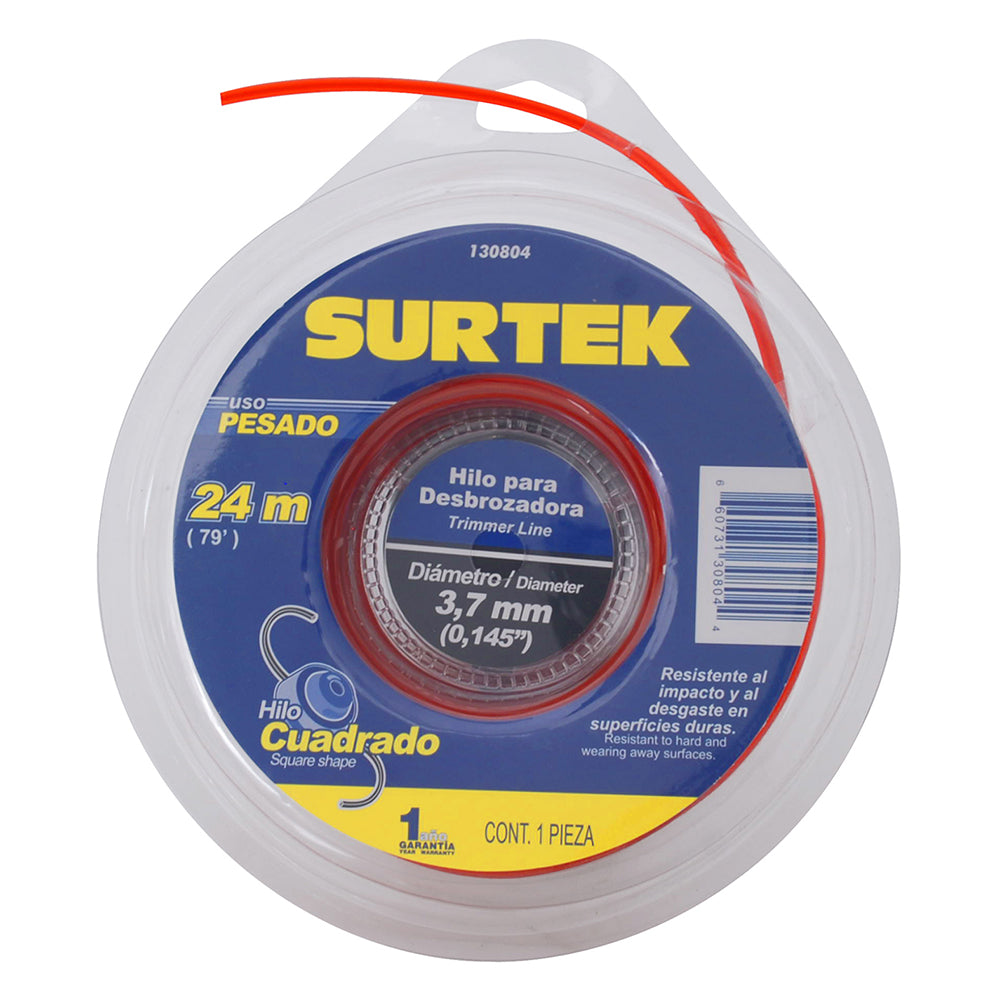 NYLON CUADRADO DESBROZADORA 3.7MM X 24 MT USO PESADO SURTEK 130804 (A-M)
