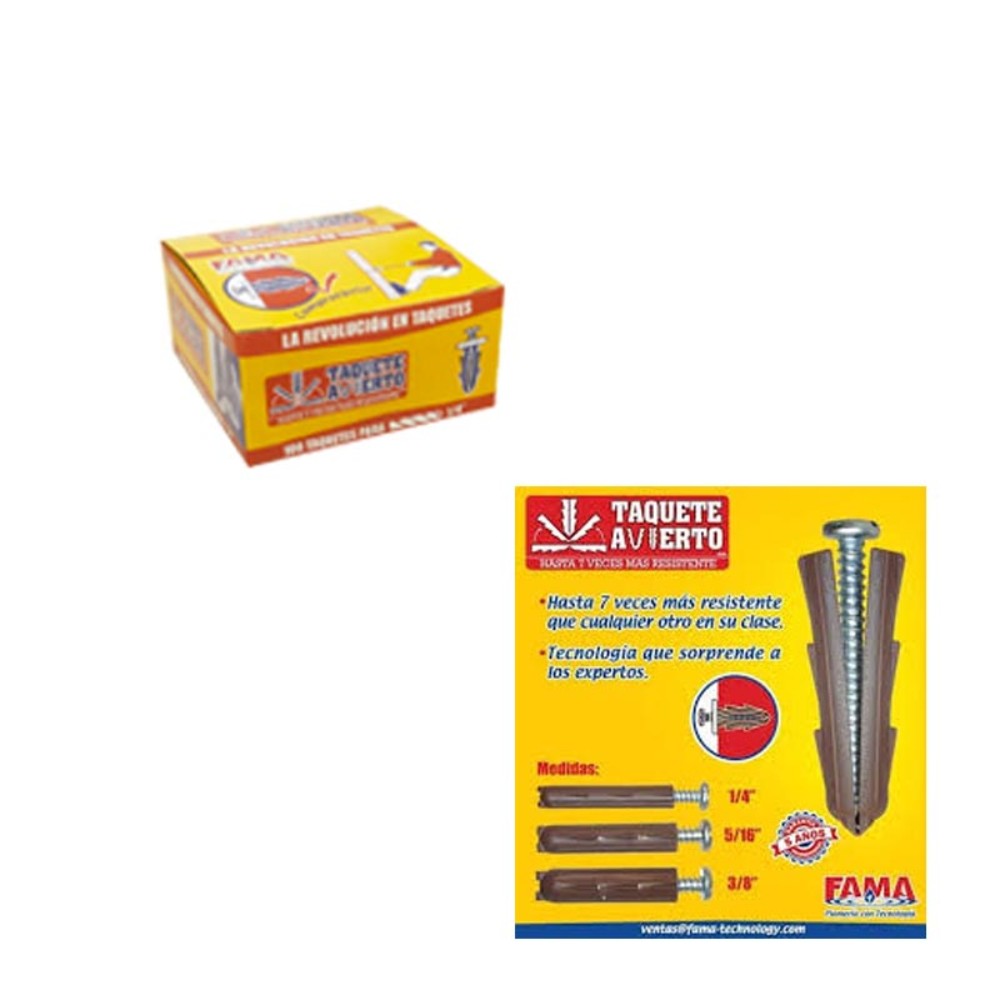 TAQUETE PLASTICO ABIERTO 3/8" (CON 50 PIEZAS) FAMA 9493