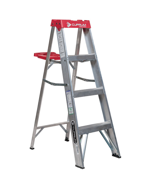 ESCALERA TIJERA ALUMINIO 1.22mts 3 PELDAÑOS (150kg) DOMESTICO CUPRUM C-2312-04N/C-2380-04S