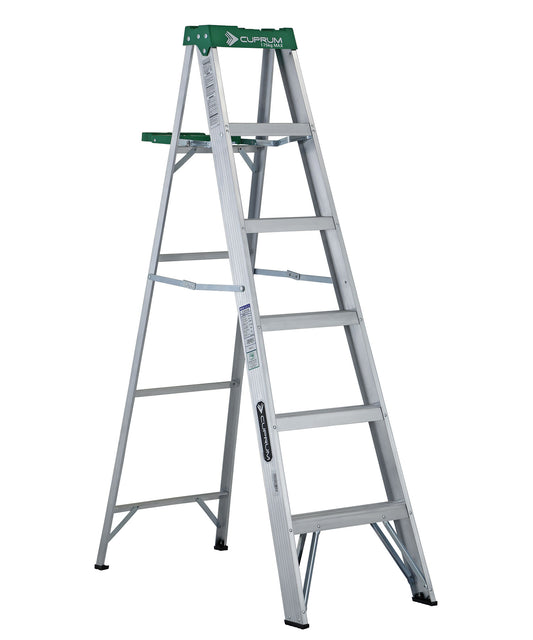 ESCALERA TIJERA ALUMINIO MAGNUM 1.83mts 5 PELDAÑOS (175kg) PROFESIONAL CUPRUM C-2213-06/C-2280-06S