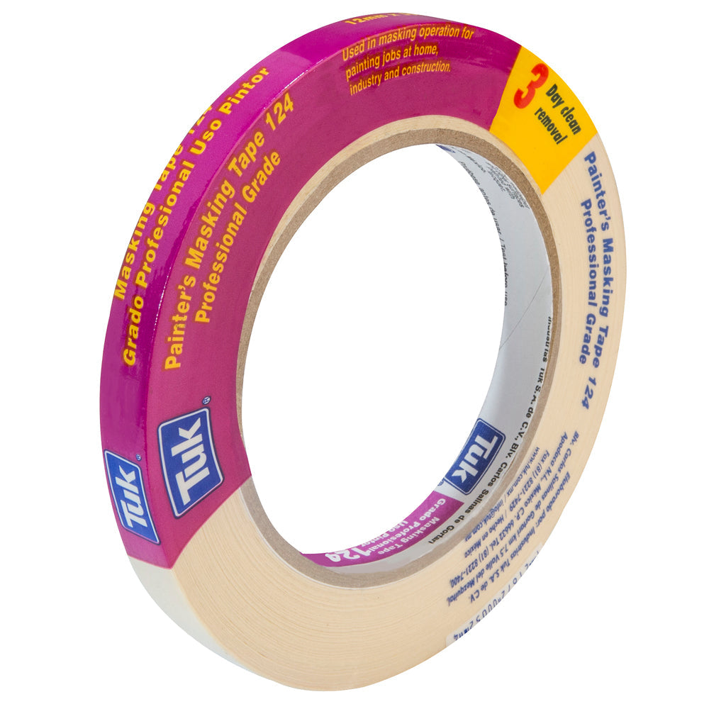 CINTA PARA CUBRIR USO PINTOR (MASKING) 12mm X 50m (1/2) TUK 124