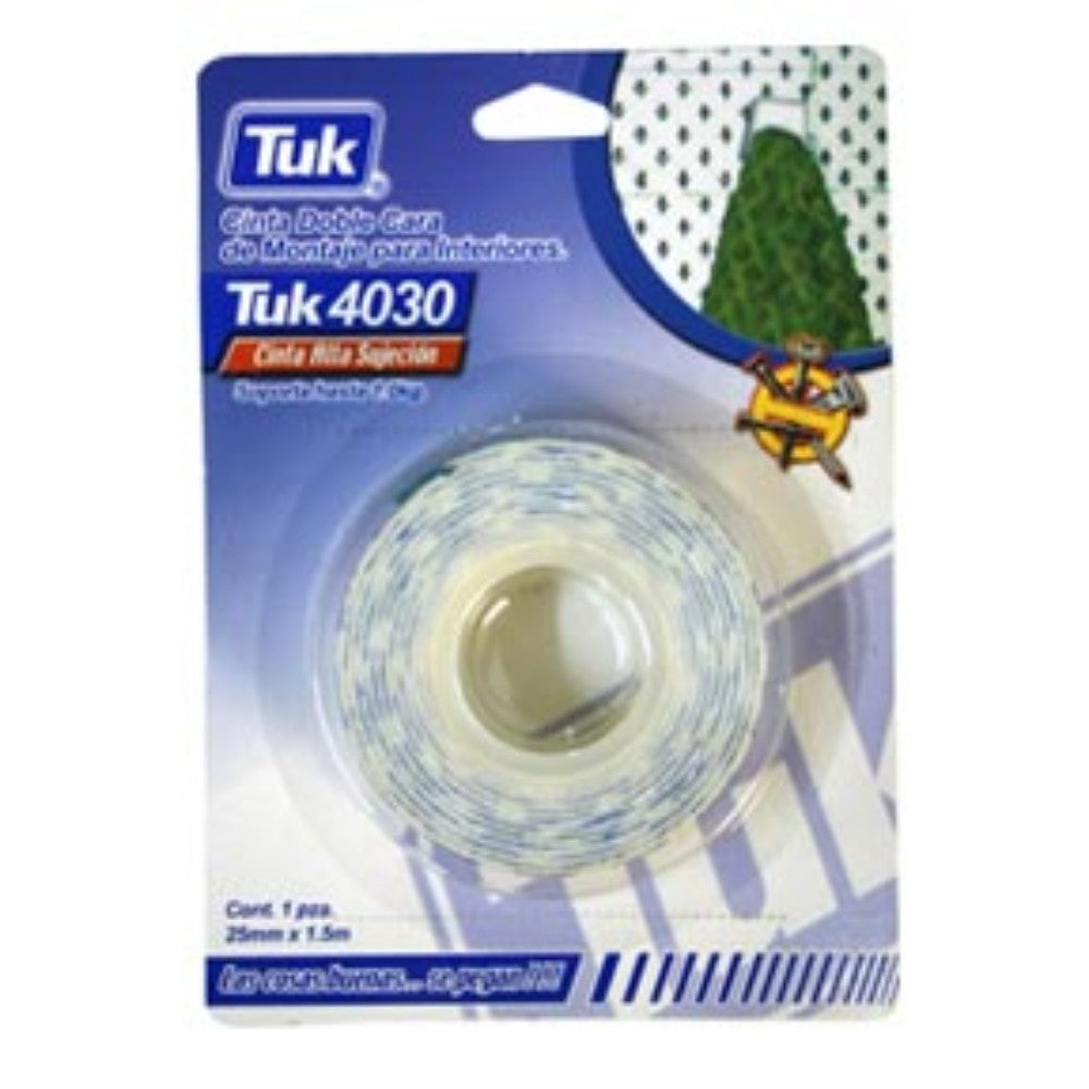 CINTA MONTAJE DOBLE CARA MAX ESPUMA 1" (25mm) X 1.5m TUK 4030