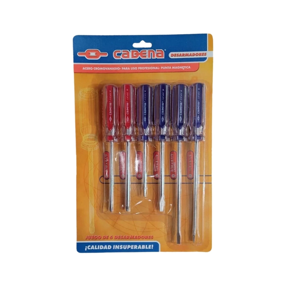 DESARMADORES (JUEGO 6PZ) PLANO Y PHILLIPS CADENA EJDD-R&B06