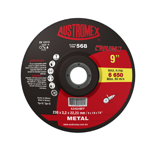 DISCO CORTE METAL 9" X 1/8" X 7/8" HUM #568