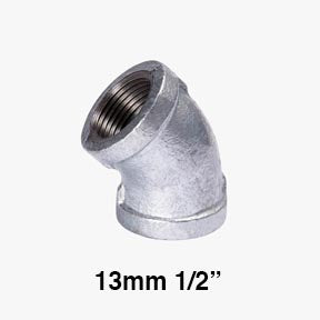 CODO GALVANIZADO REFORZADO 45° X 1/2 (13mm)