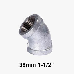 CODO GALVANIZADO REFORZADO 45° X 1-1/2 (38mm)