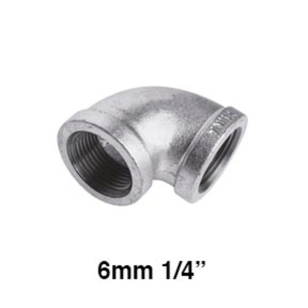 CODO GALVANIZADO REFORZADO 90° X 1/4" (6mm)