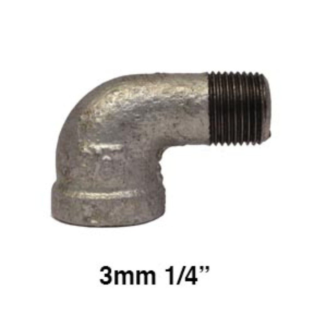 CODO NIPLE GALVANIZADO REFORZADO 90° X 1/4 (3mm)