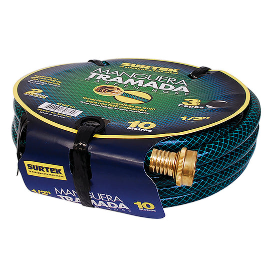 MANGUERA TRAMADA VERDE 1/2" ARMADA C/ CONECTOR 20M SURTEK M12T20