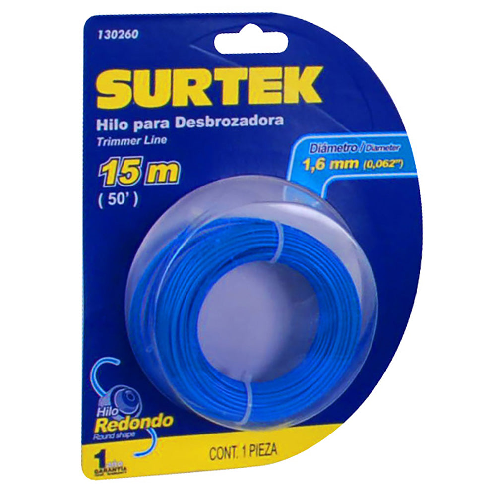 NYLON DESBROZADORA 1.65MM X 15 MT SURTEK 130260 (A-M)