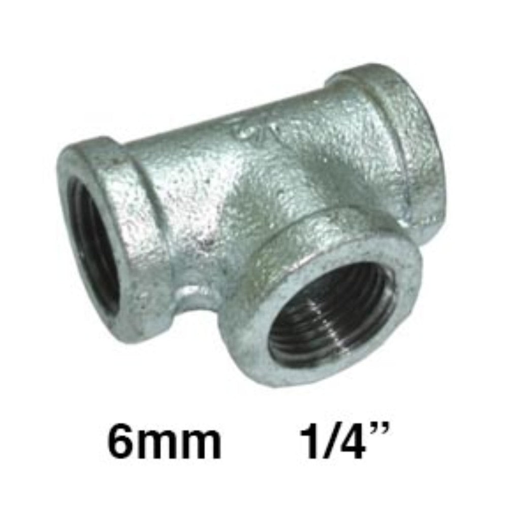TEE GALVANIZADA REFORZADA 1/4" (6mm)