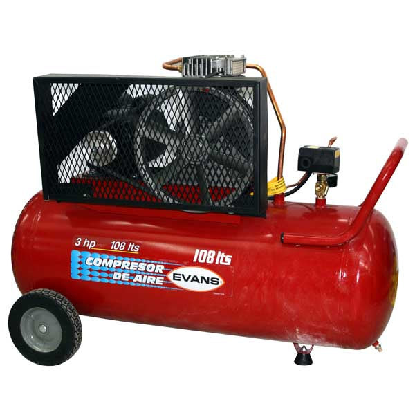COMPRESOR HORIZONTAL 3HP 108lts (125 PSI) 220V (.490lt DE ACEITE) EVANS E150ME300-108