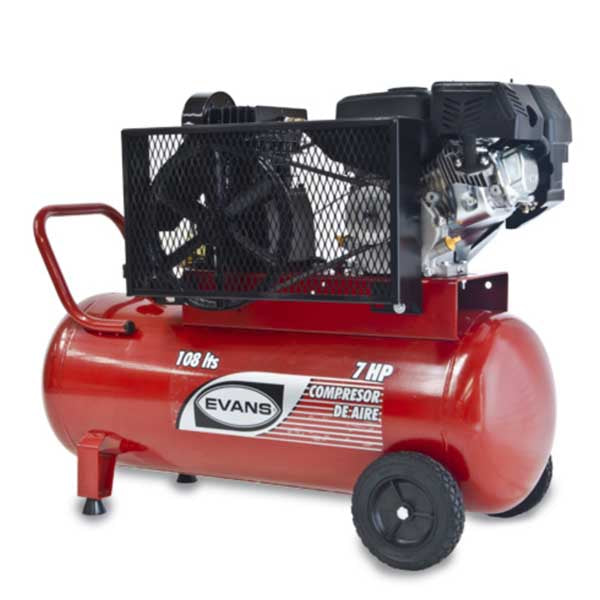 COMPRESOR CON RUEDAS 1 ETAPA GASOLINA 7HP 108lts (125 PSI) TANQUE GAS 3.6lts E150G0700TH-108