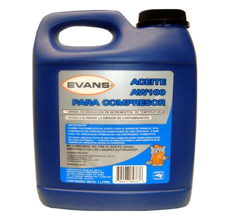 ACEITE MINERAL AW100 PARA COMPRESOR 1 LITRO EVANS RC-AW100-1