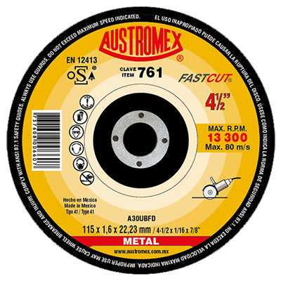 DISCO CORTE METAL 4-1/2 X 1/16 X 7/8 FAST-CUT AUSTROMEX 761