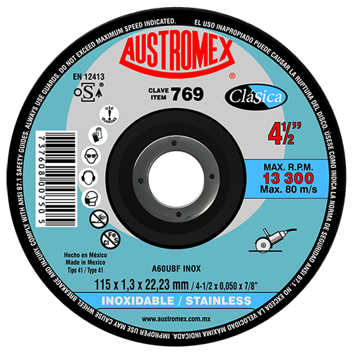 DISCO CORTE INOX 4-1/2X0.04 X7/8 (PRECISO) CLASICA AUSTROMEX 769
